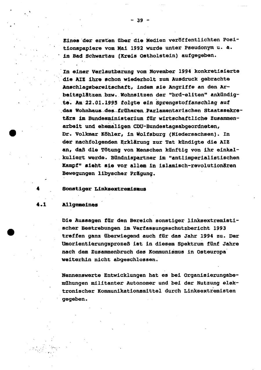 Seite 44 des Verfassungsschutzbericht 1994 Schleswig-Holstein