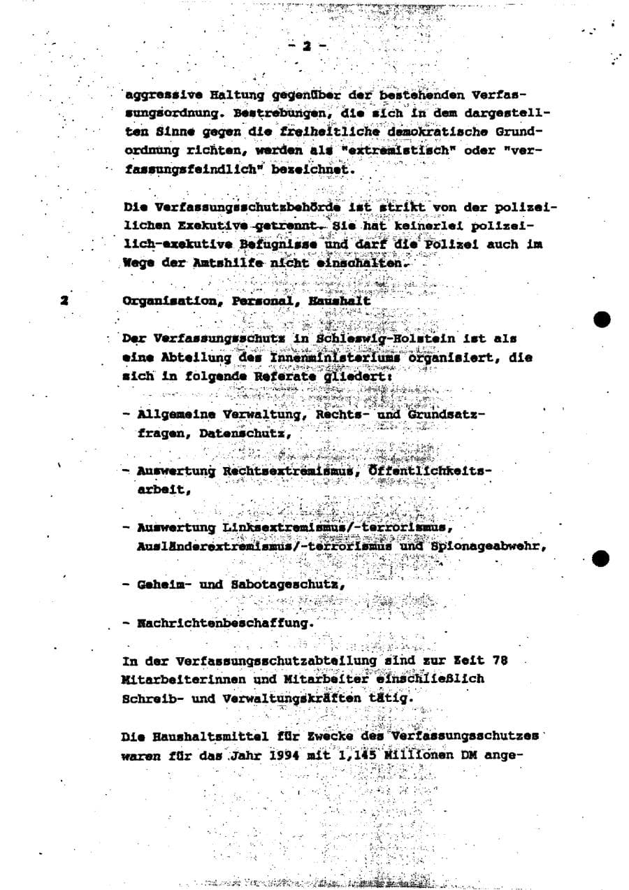 Seite 7 des Verfassungsschutzbericht 1994 Schleswig-Holstein