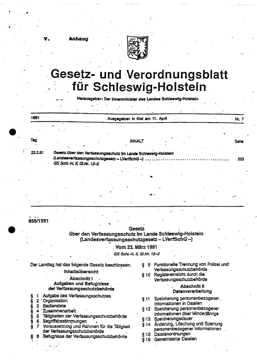 Seite 62 des Verfassungsschutzbericht 1994 Schleswig-Holstein