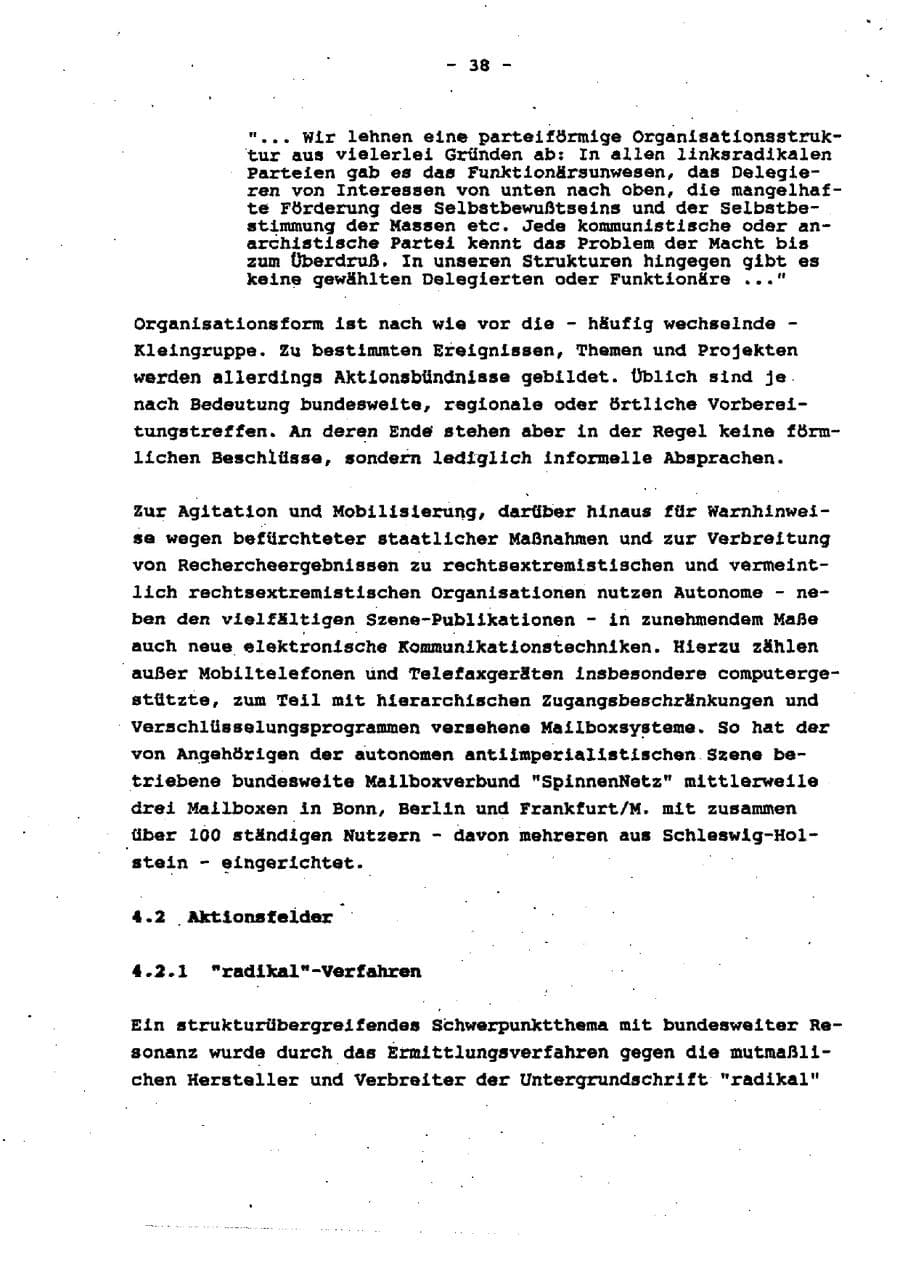 Seite 44 des Verfassungsschutzbericht 1995 Schleswig-Holstein