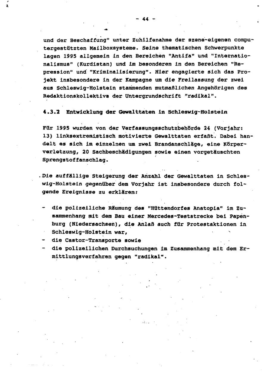 Seite 50 des Verfassungsschutzbericht 1995 Schleswig-Holstein