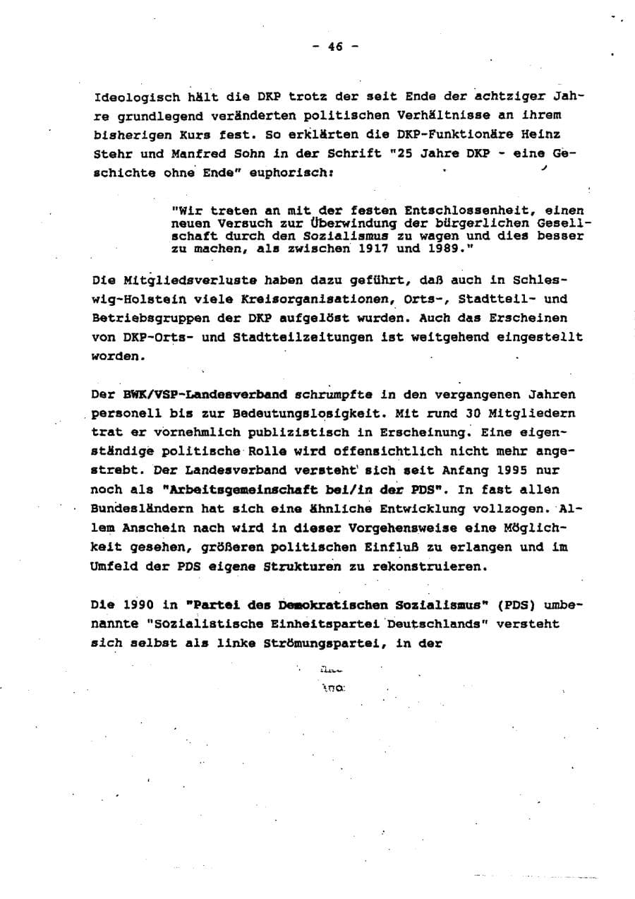 Seite 52 des Verfassungsschutzbericht 1995 Schleswig-Holstein