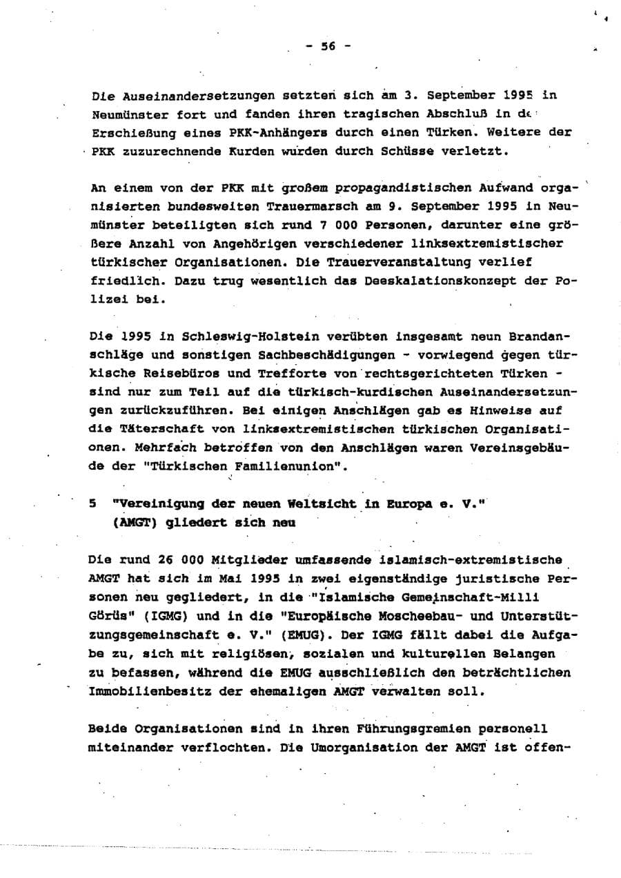 Seite 62 des Verfassungsschutzbericht 1995 Schleswig-Holstein