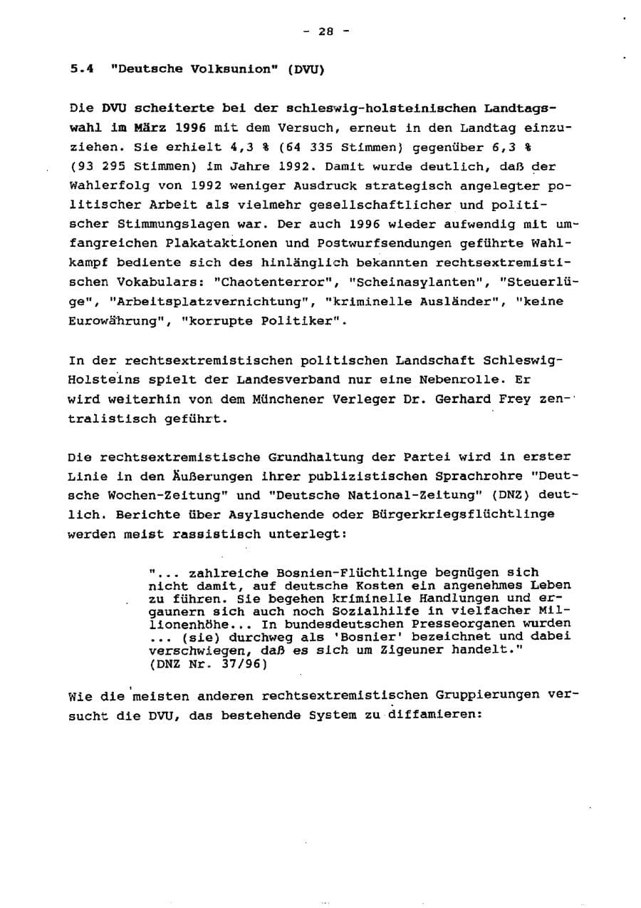 Seite 33 des Verfassungsschutzbericht 1996 Schleswig-Holstein