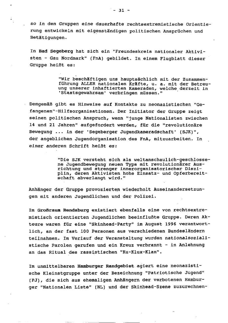 Seite 36 des Verfassungsschutzbericht 1996 Schleswig-Holstein