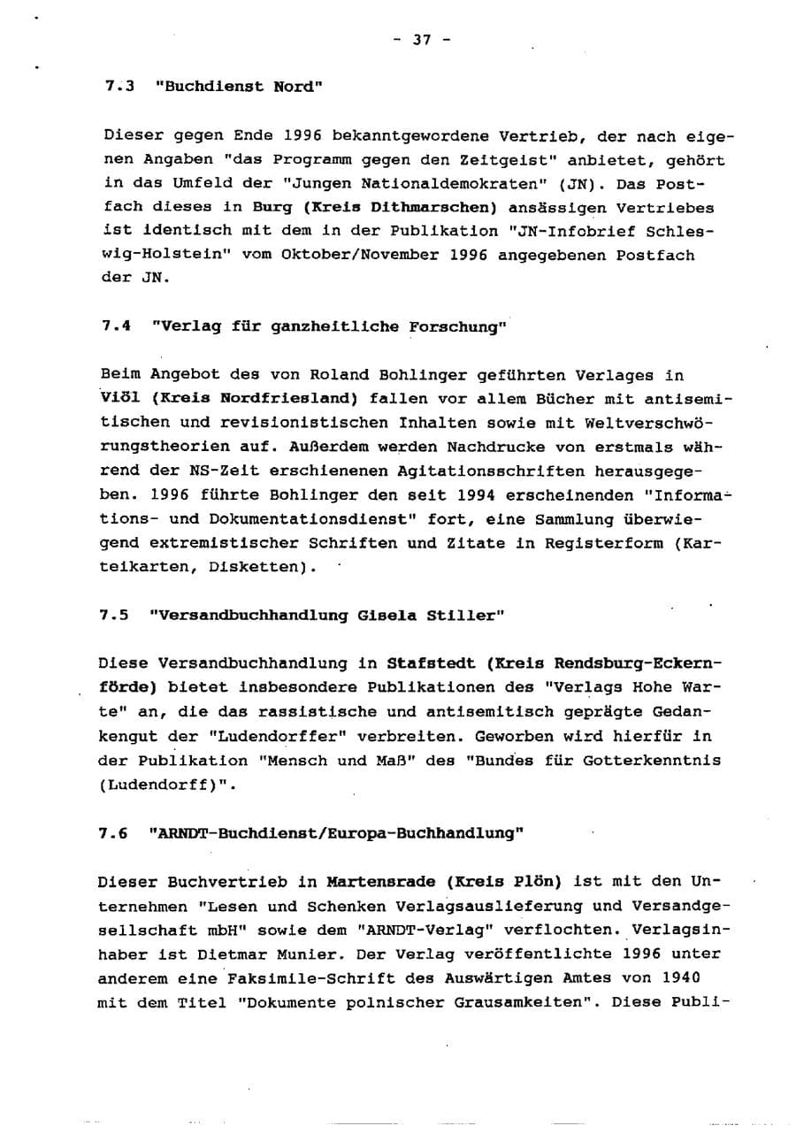Seite 42 des Verfassungsschutzbericht 1996 Schleswig-Holstein