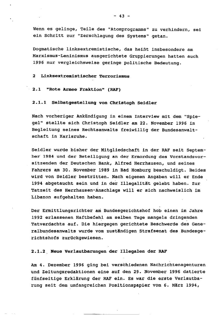 Seite 48 des Verfassungsschutzbericht 1996 Schleswig-Holstein