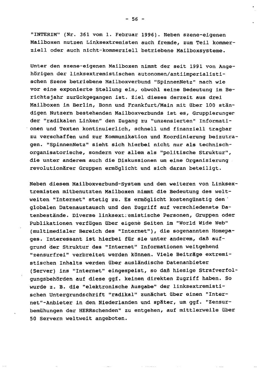 Seite 61 des Verfassungsschutzbericht 1996 Schleswig-Holstein
