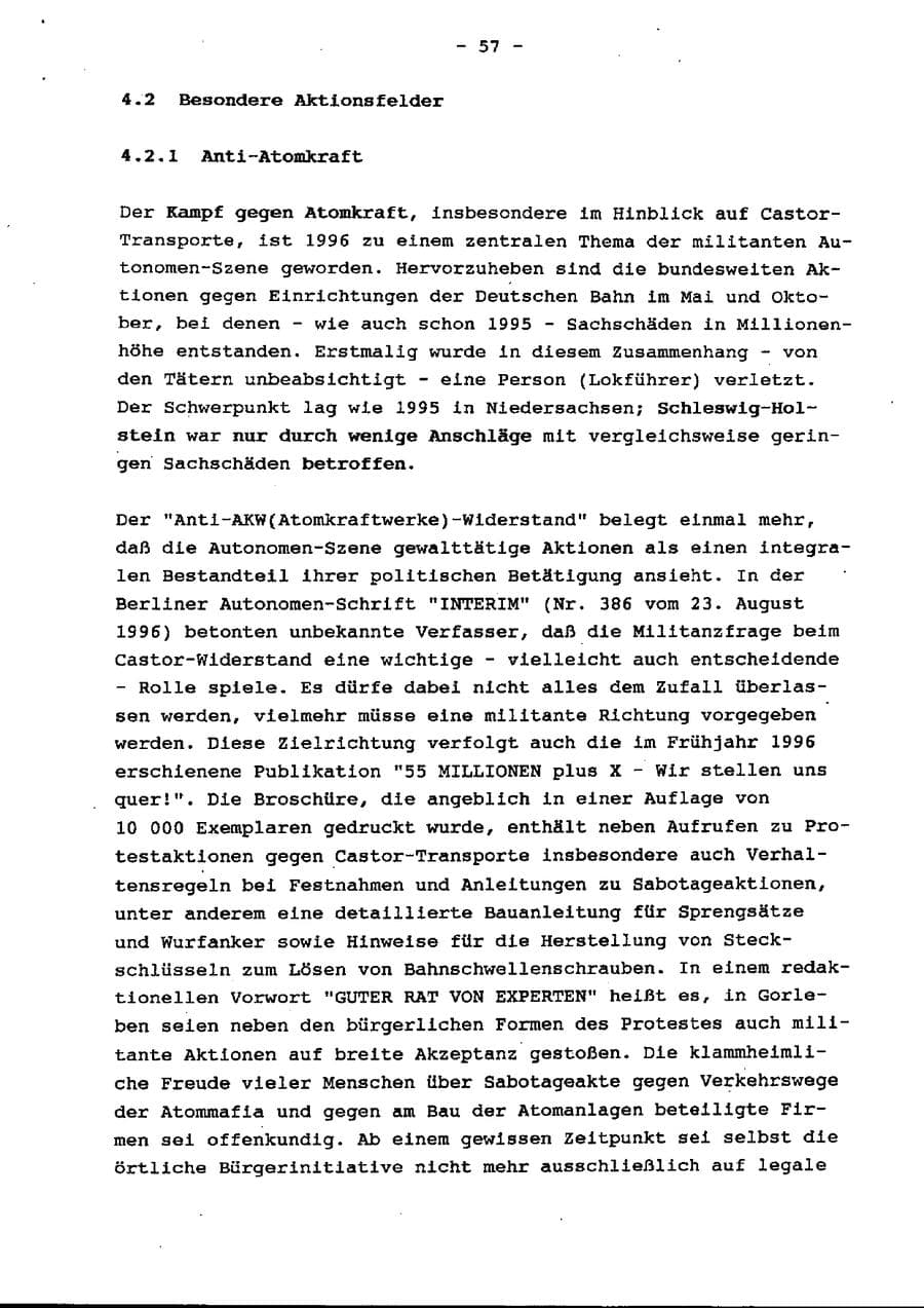 Seite 62 des Verfassungsschutzbericht 1996 Schleswig-Holstein