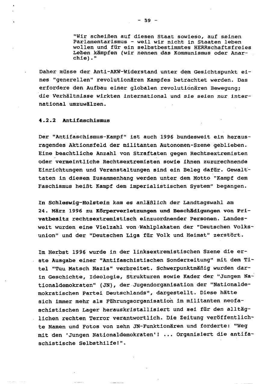 Seite 64 des Verfassungsschutzbericht 1996 Schleswig-Holstein