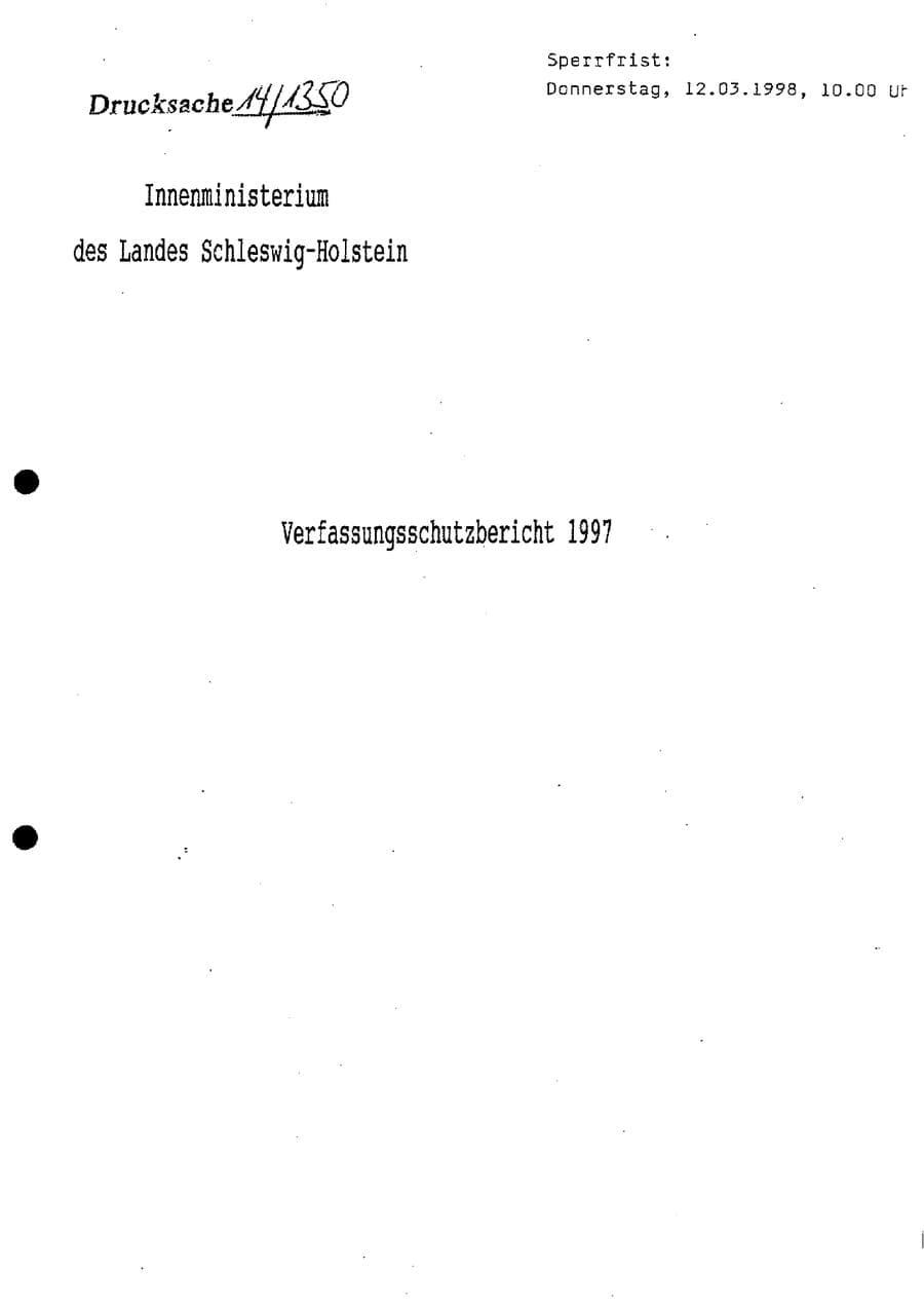 Seite 2 des Verfassungsschutzbericht 1997 Schleswig-Holstein