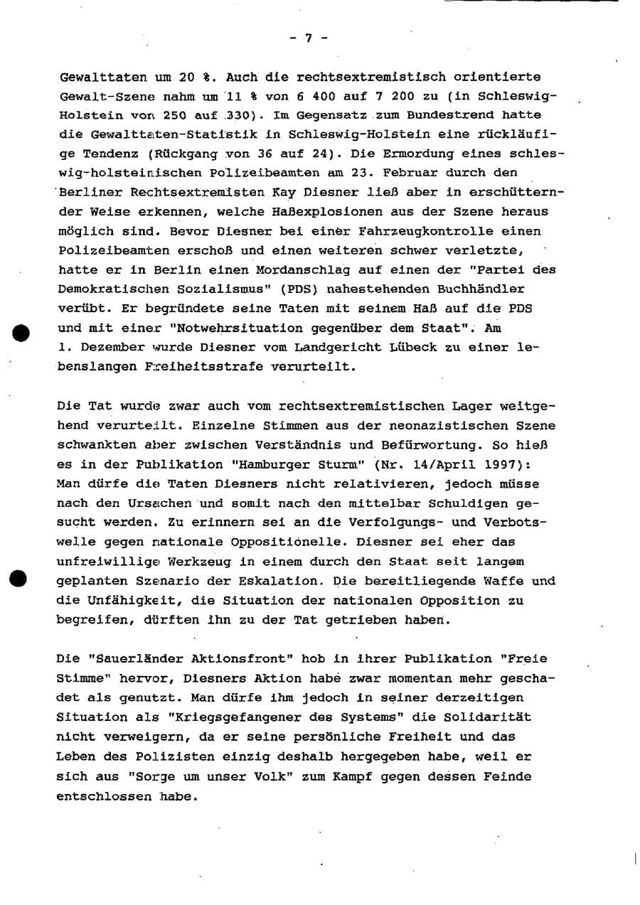 Seite 13 des Verfassungsschutzbericht 1997 Schleswig-Holstein