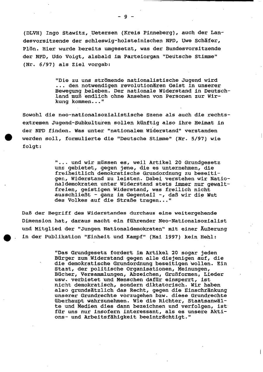 Seite 15 des Verfassungsschutzbericht 1997 Schleswig-Holstein
