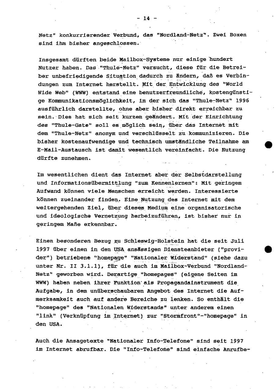 Seite 20 des Verfassungsschutzbericht 1997 Schleswig-Holstein