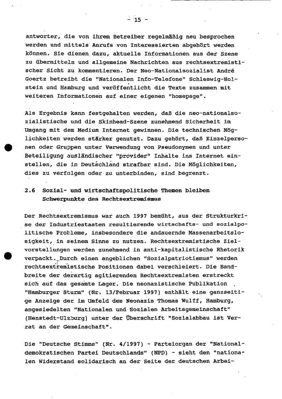 Seite 21 des Verfassungsschutzbericht 1997 Schleswig-Holstein