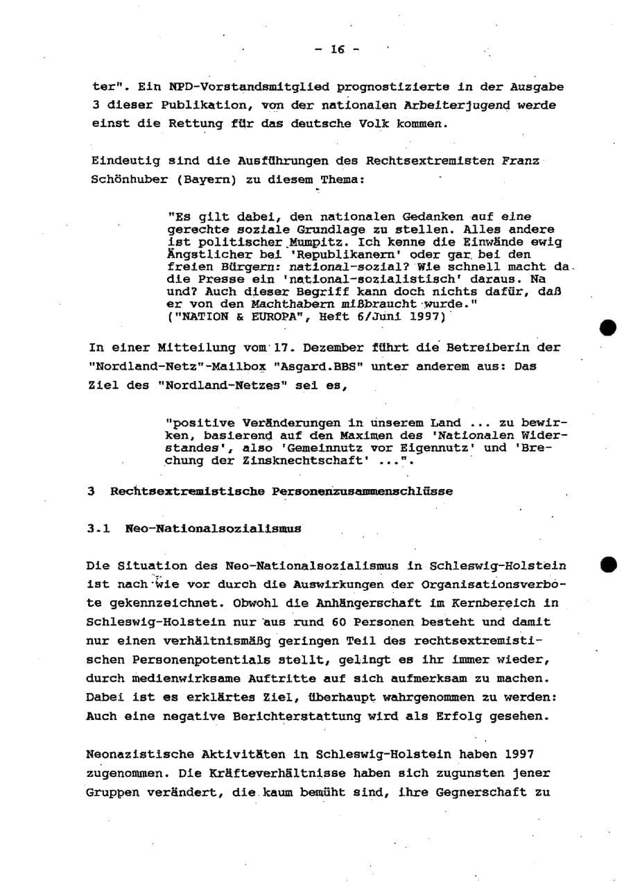 Seite 22 des Verfassungsschutzbericht 1997 Schleswig-Holstein
