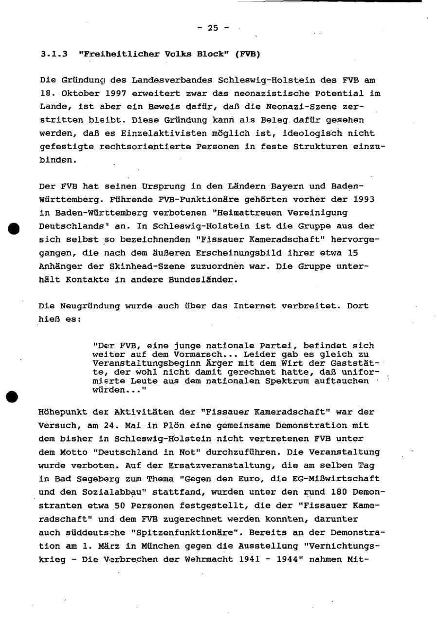 Seite 31 des Verfassungsschutzbericht 1997 Schleswig-Holstein