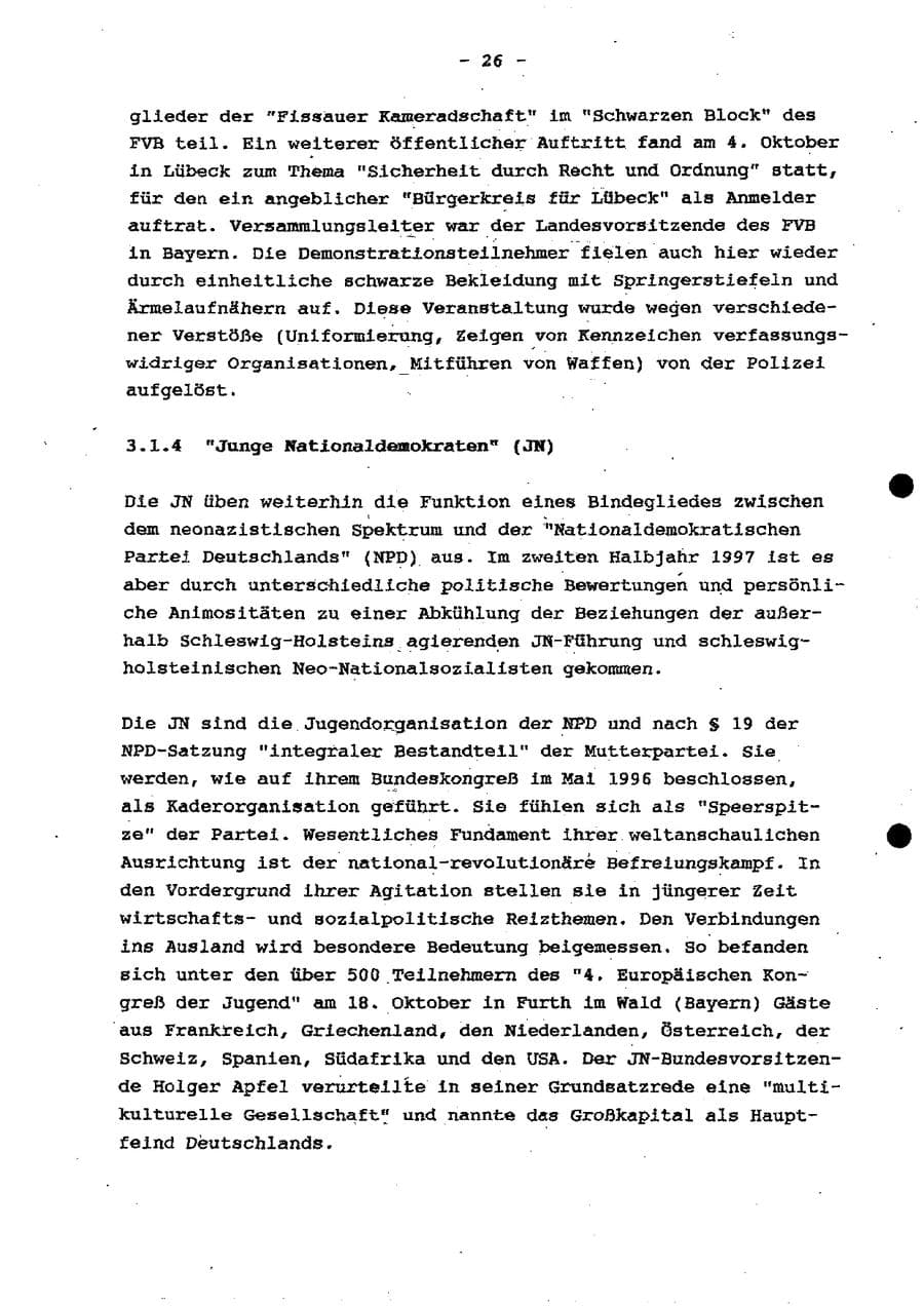 Seite 32 des Verfassungsschutzbericht 1997 Schleswig-Holstein