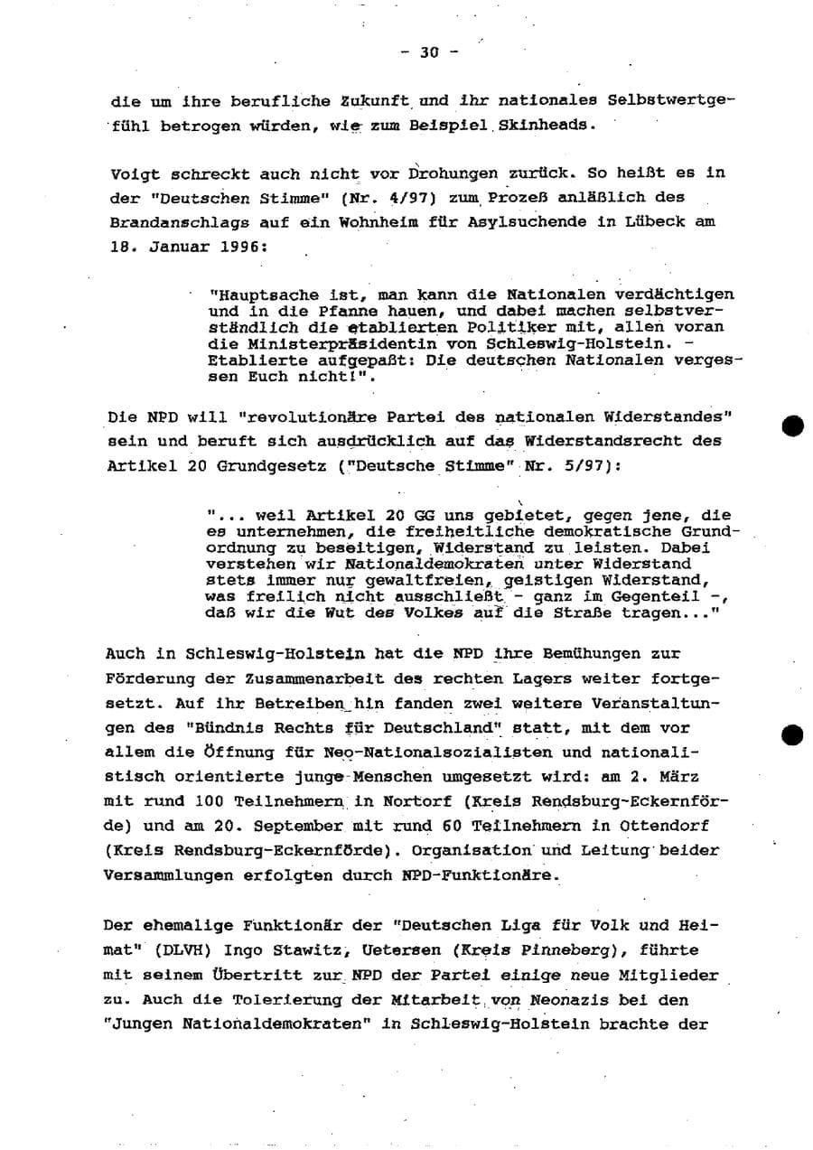 Seite 36 des Verfassungsschutzbericht 1997 Schleswig-Holstein