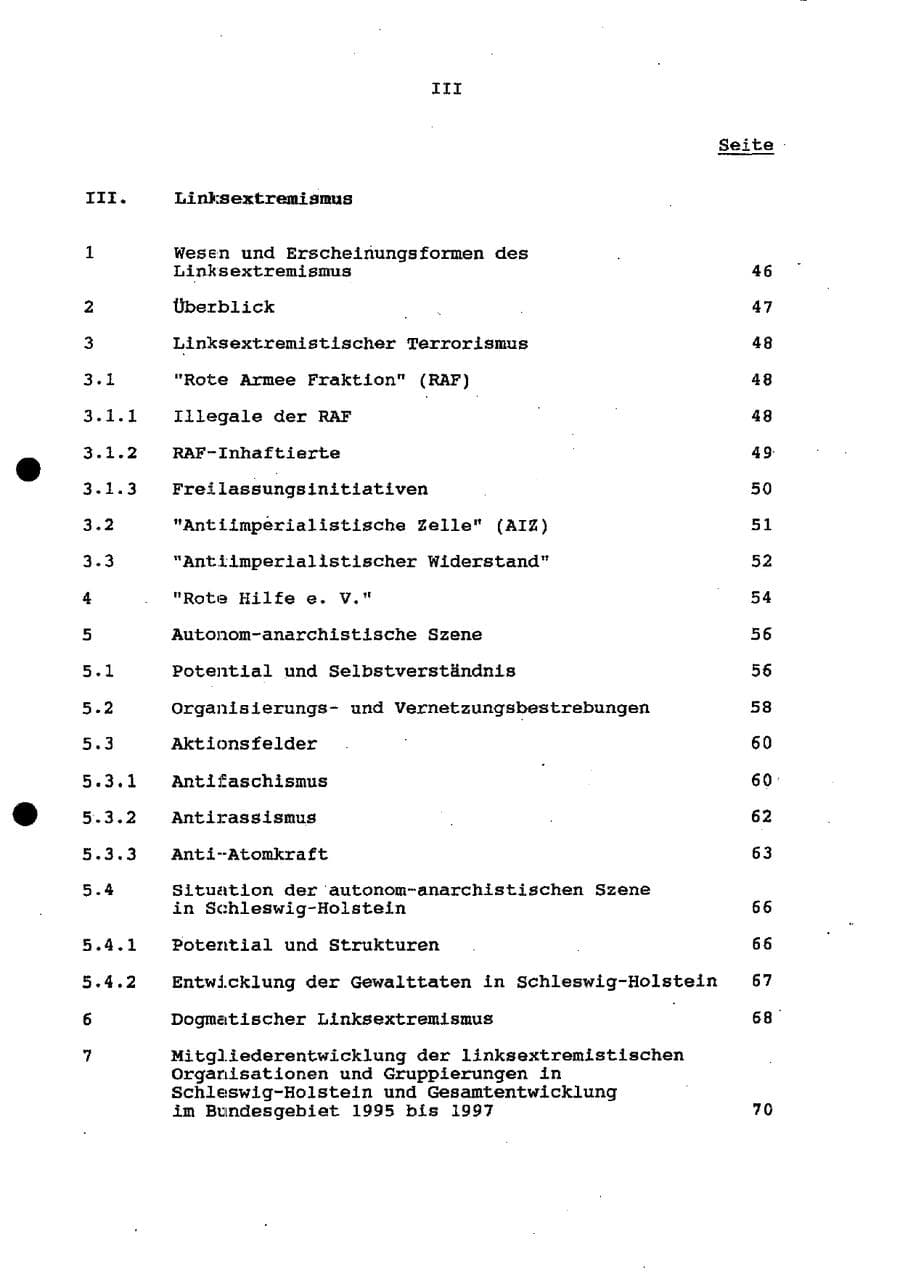 Seite 5 des Verfassungsschutzbericht 1997 Schleswig-Holstein