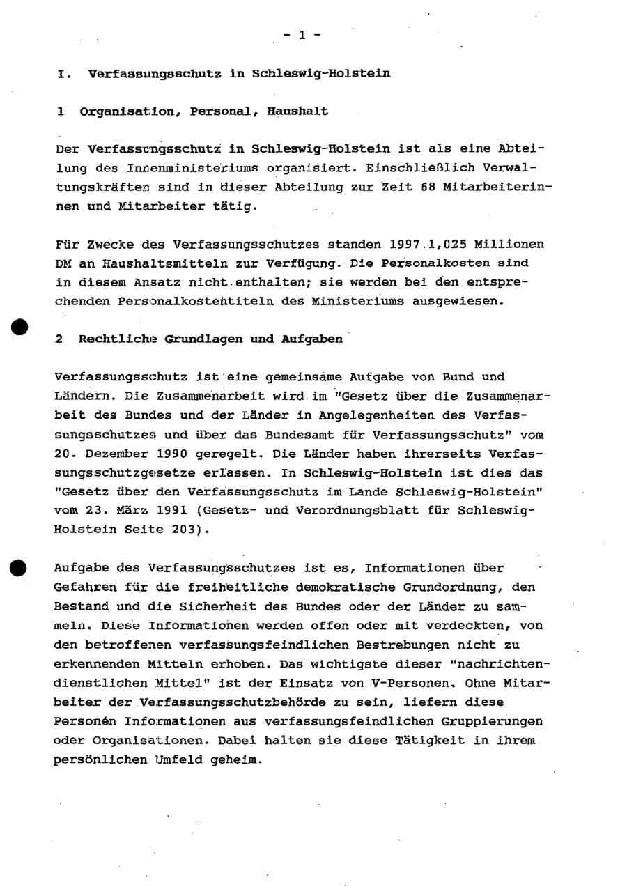 Seite 7 des Verfassungsschutzbericht 1997 Schleswig-Holstein