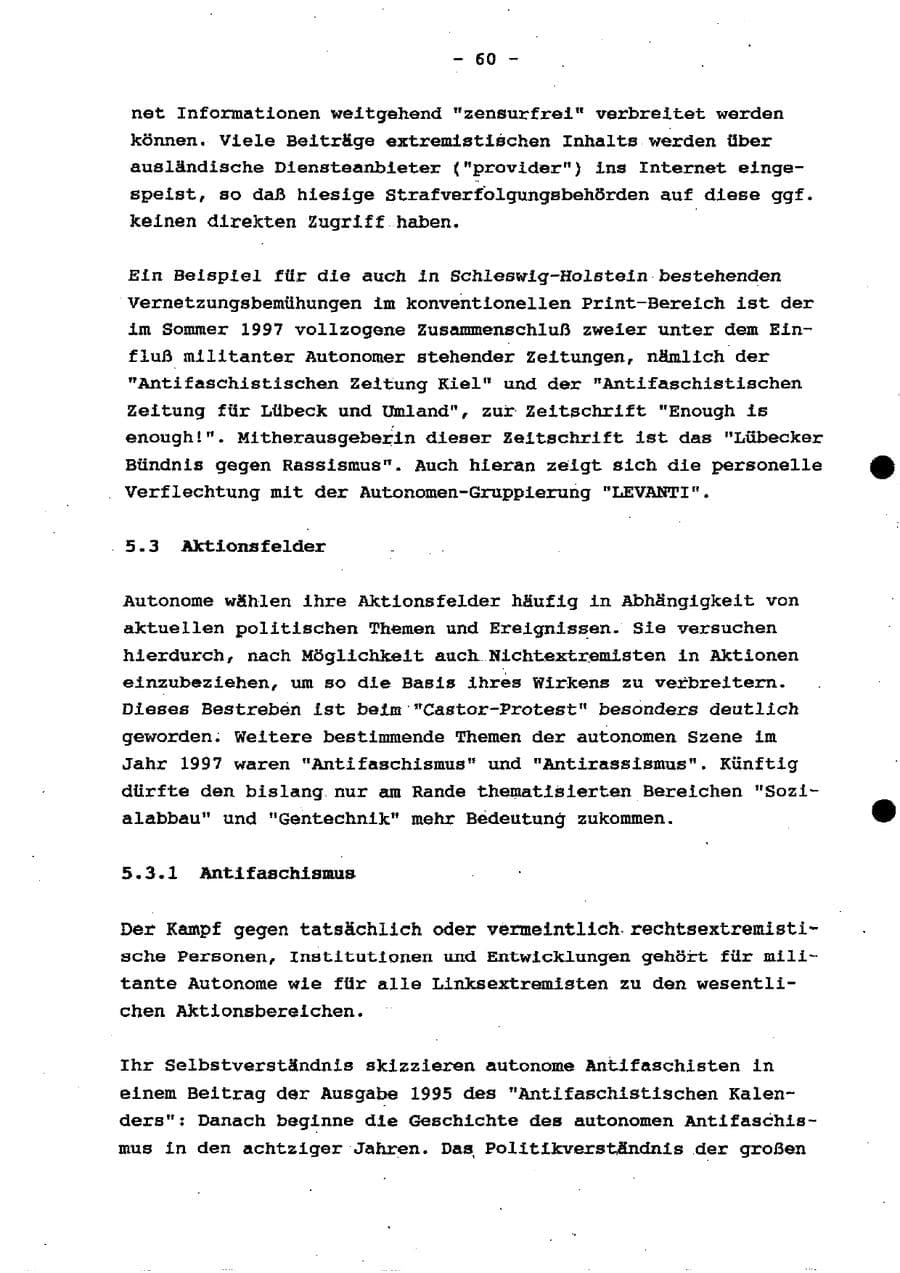 Seite 66 des Verfassungsschutzbericht 1997 Schleswig-Holstein