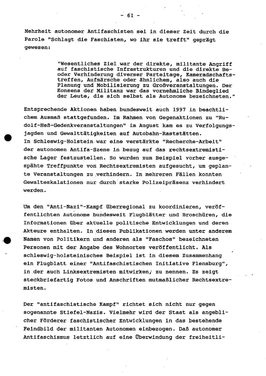 Seite 67 des Verfassungsschutzbericht 1997 Schleswig-Holstein