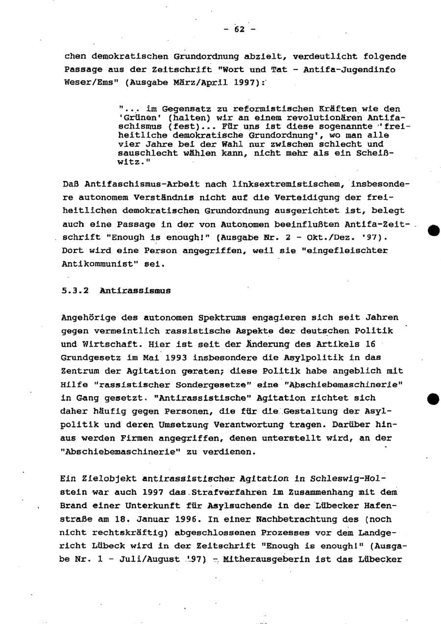 Seite 68 des Verfassungsschutzbericht 1997 Schleswig-Holstein