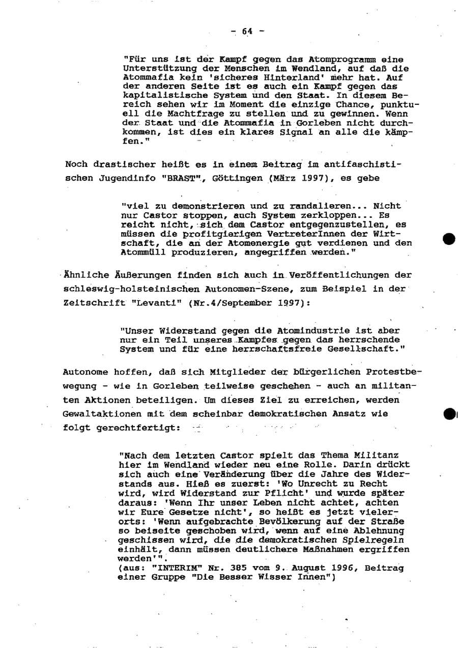 Seite 70 des Verfassungsschutzbericht 1997 Schleswig-Holstein