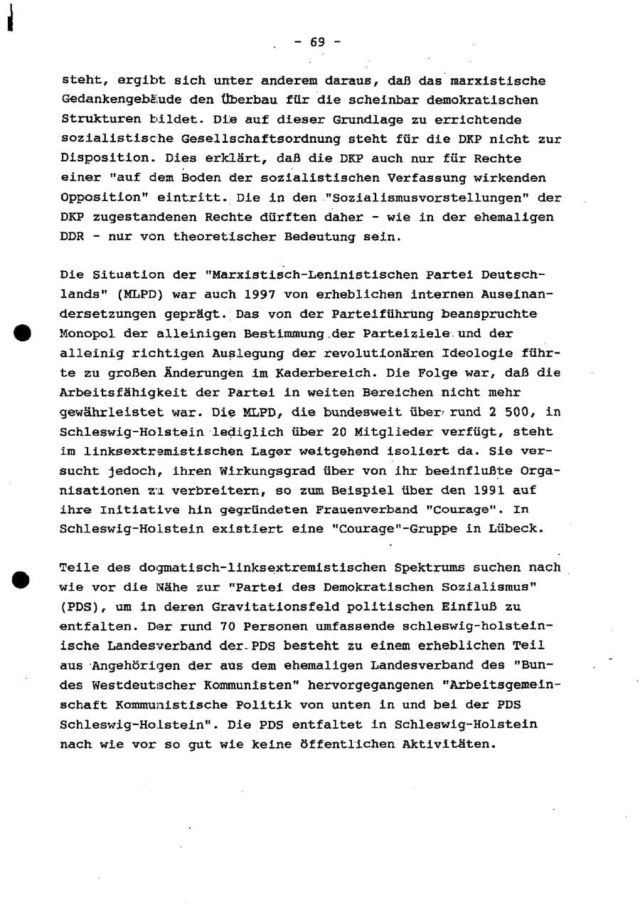 Seite 75 des Verfassungsschutzbericht 1997 Schleswig-Holstein