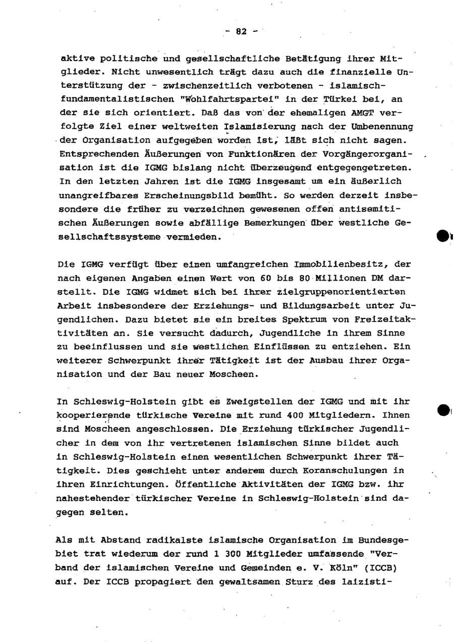 Seite 88 des Verfassungsschutzbericht 1997 Schleswig-Holstein