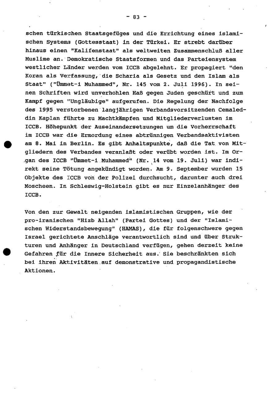 Seite 89 des Verfassungsschutzbericht 1997 Schleswig-Holstein