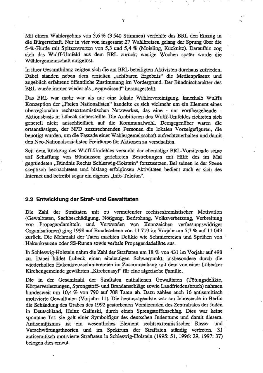 Seite 11 des Verfassungsschutzbericht 1998 Schleswig-Holstein