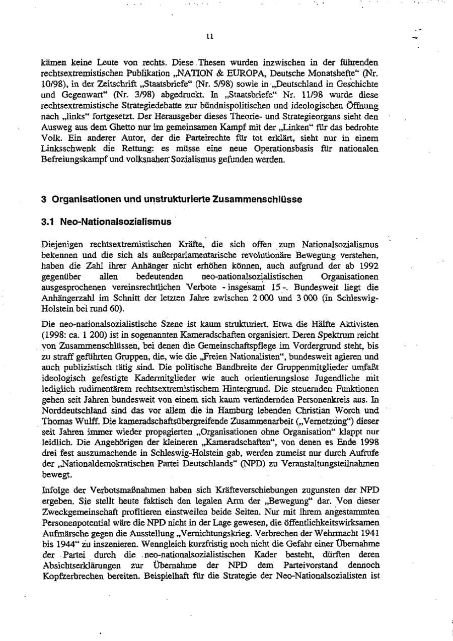 Seite 15 des Verfassungsschutzbericht 1998 Schleswig-Holstein