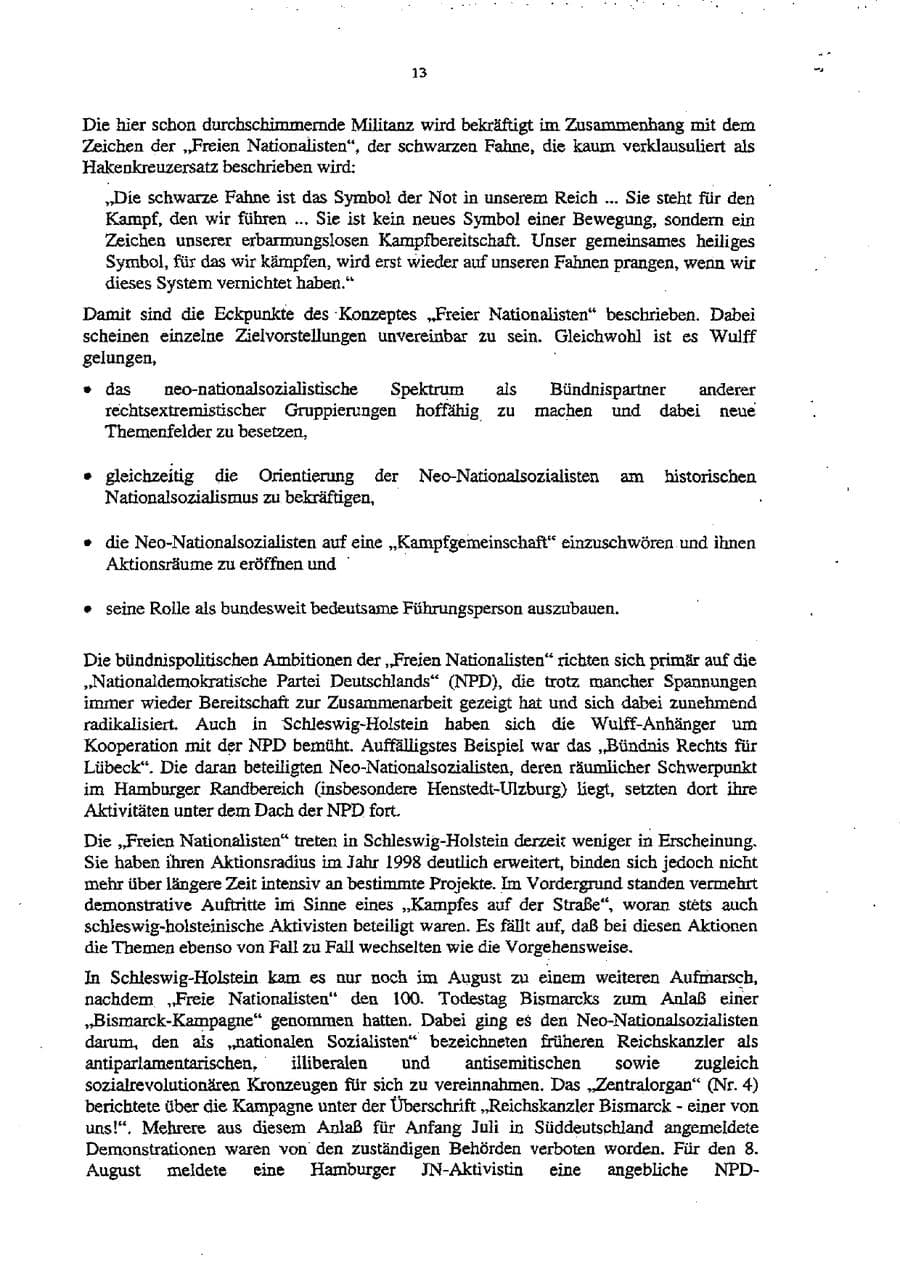 Seite 17 des Verfassungsschutzbericht 1998 Schleswig-Holstein