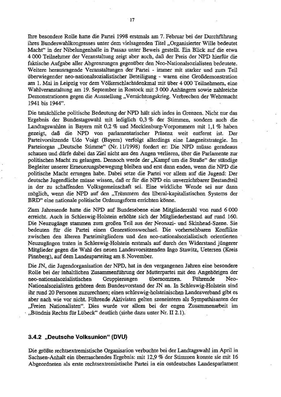 Seite 21 des Verfassungsschutzbericht 1998 Schleswig-Holstein