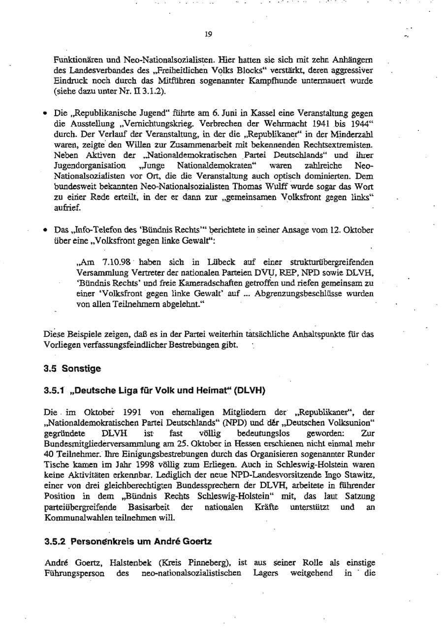 Seite 23 des Verfassungsschutzbericht 1998 Schleswig-Holstein
