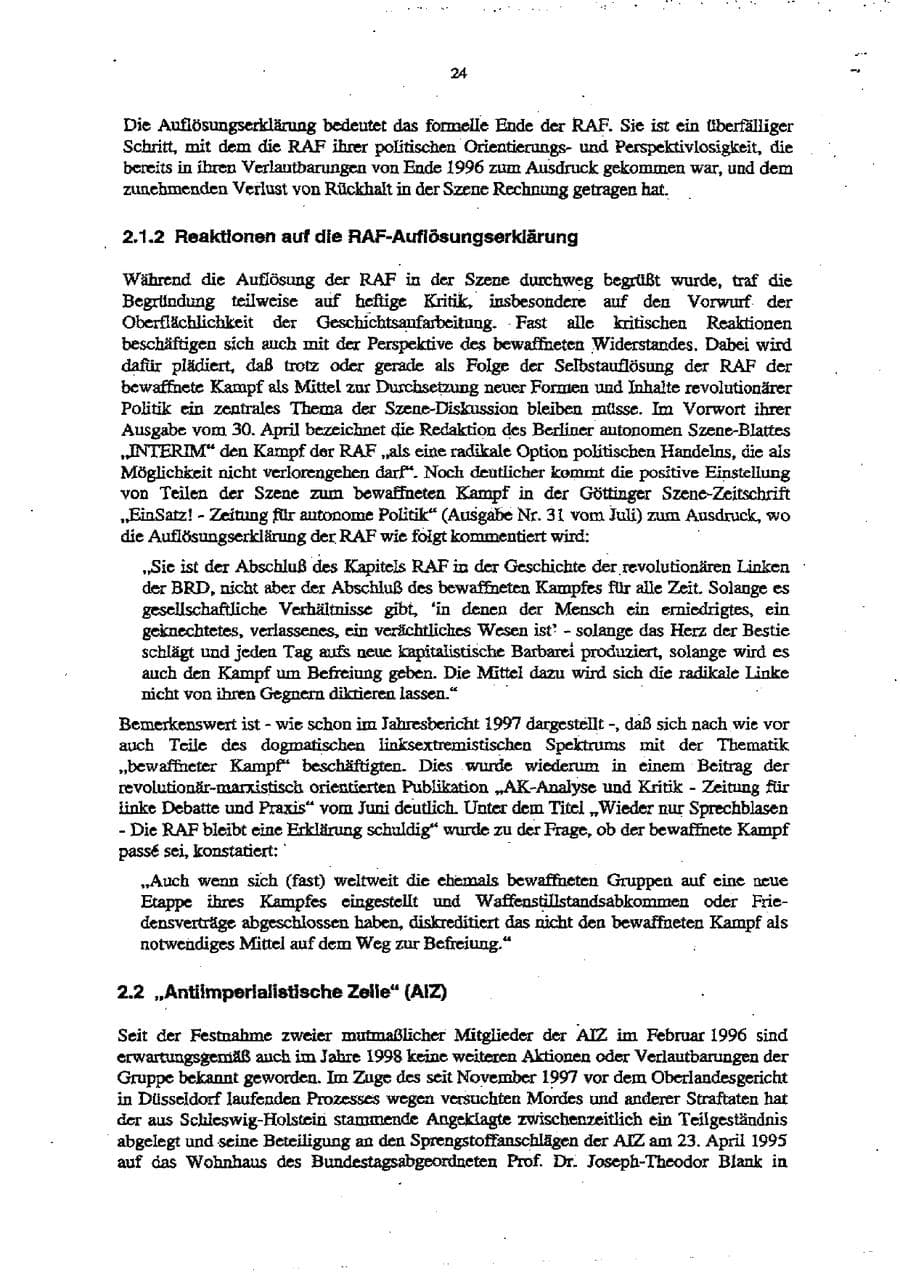 Seite 28 des Verfassungsschutzbericht 1998 Schleswig-Holstein