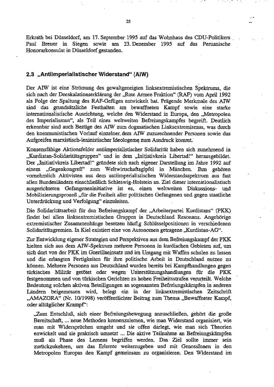 Seite 29 des Verfassungsschutzbericht 1998 Schleswig-Holstein