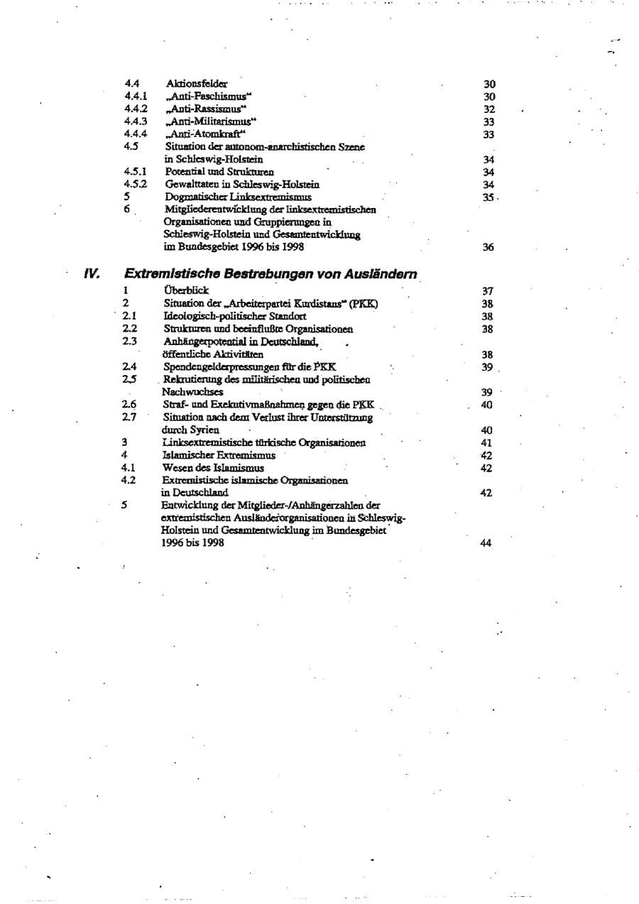 Seite 4 des Verfassungsschutzbericht 1998 Schleswig-Holstein