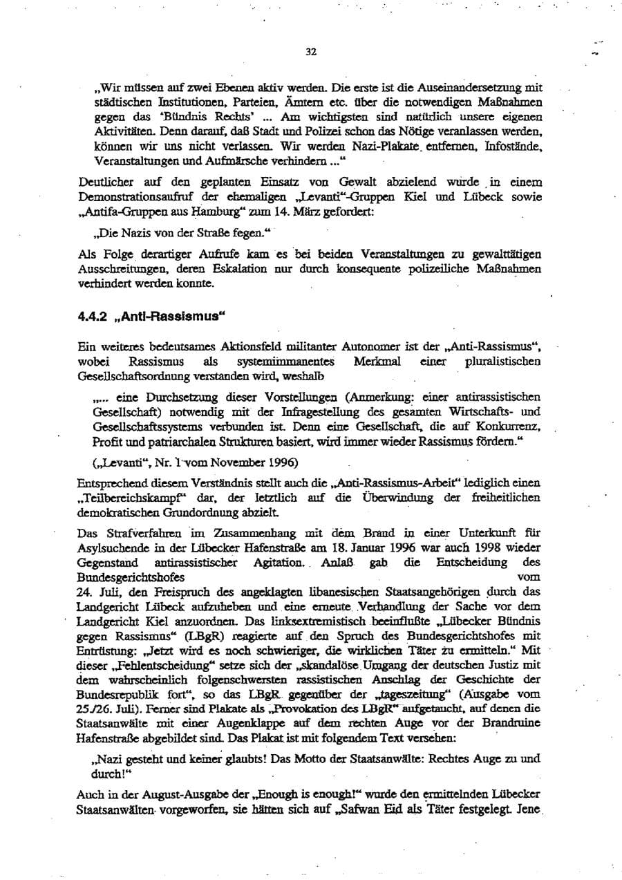 Seite 36 des Verfassungsschutzbericht 1998 Schleswig-Holstein