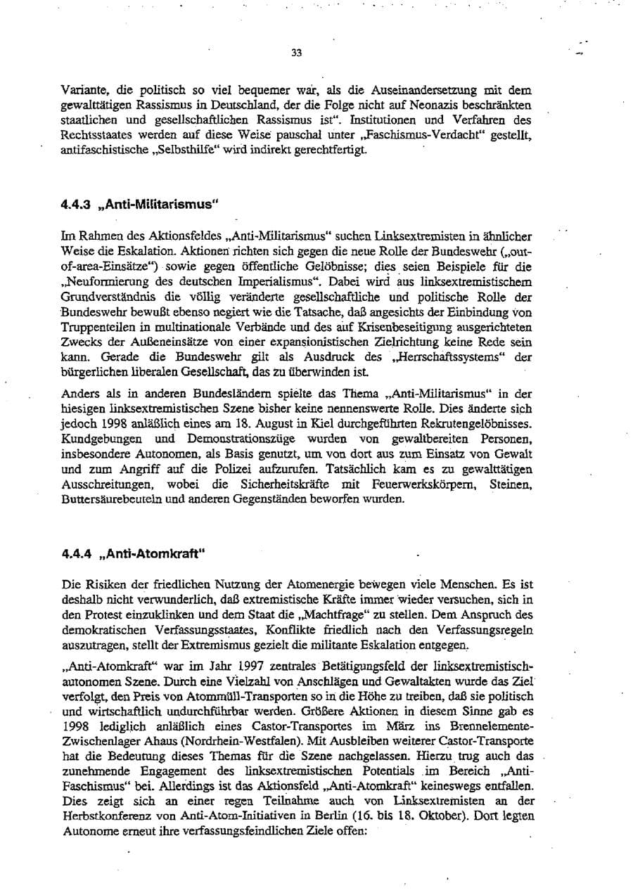 Seite 37 des Verfassungsschutzbericht 1998 Schleswig-Holstein
