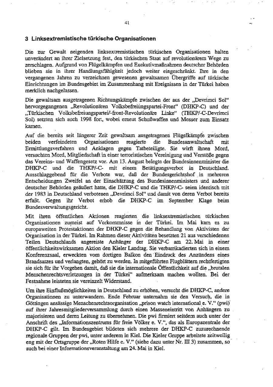 Seite 45 des Verfassungsschutzbericht 1998 Schleswig-Holstein