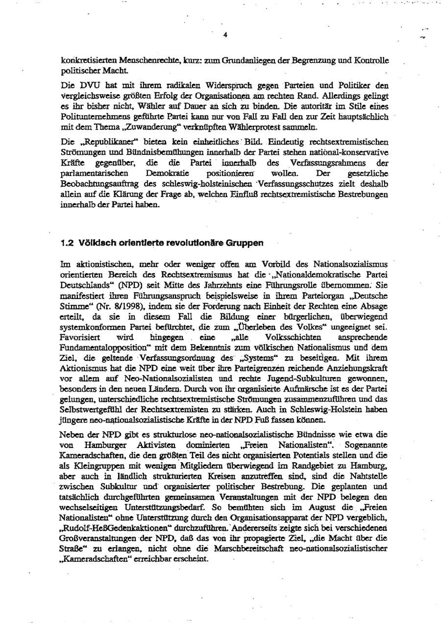 Seite 8 des Verfassungsschutzbericht 1998 Schleswig-Holstein