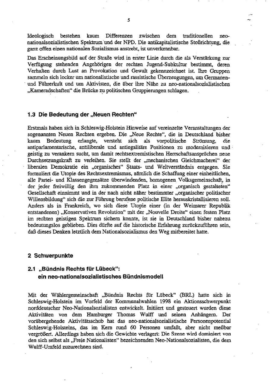 Seite 9 des Verfassungsschutzbericht 1998 Schleswig-Holstein
