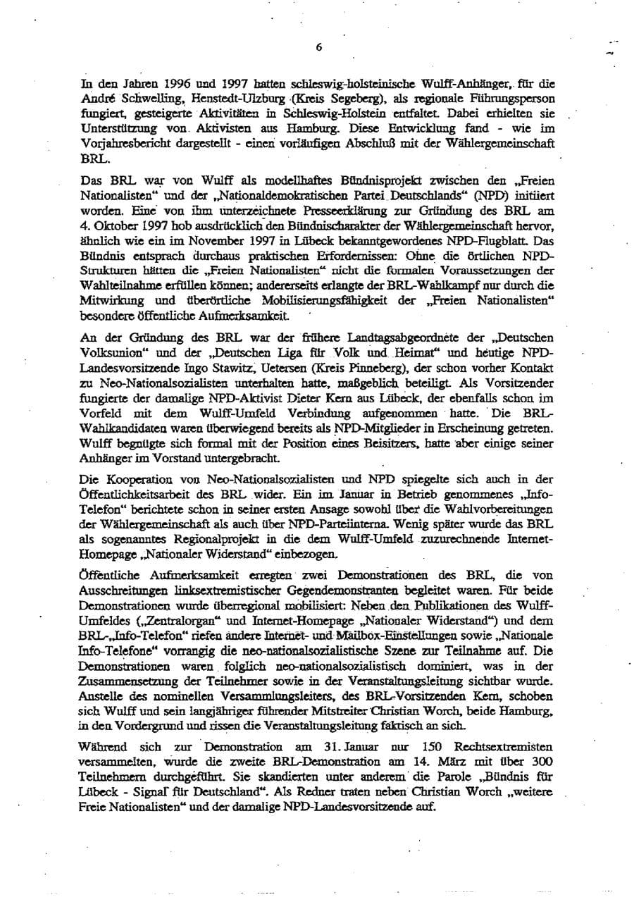 Seite 10 des Verfassungsschutzbericht 1998 Schleswig-Holstein