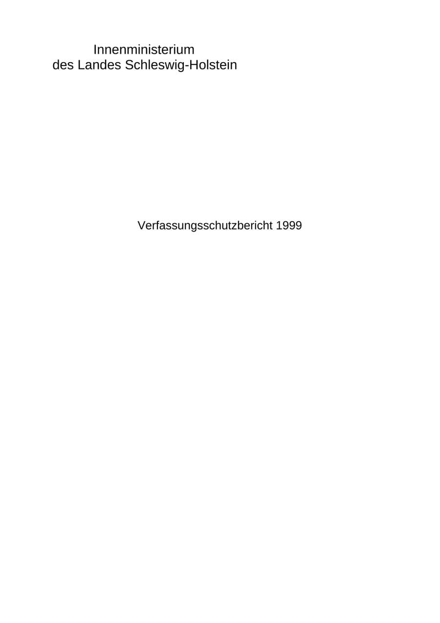 Seite 2 des Verfassungsschutzbericht 1999 Schleswig-Holstein