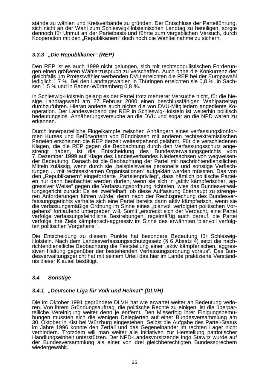 Seite 25 des Verfassungsschutzbericht 1999 Schleswig-Holstein