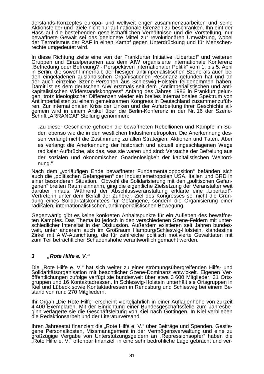 Seite 31 des Verfassungsschutzbericht 1999 Schleswig-Holstein