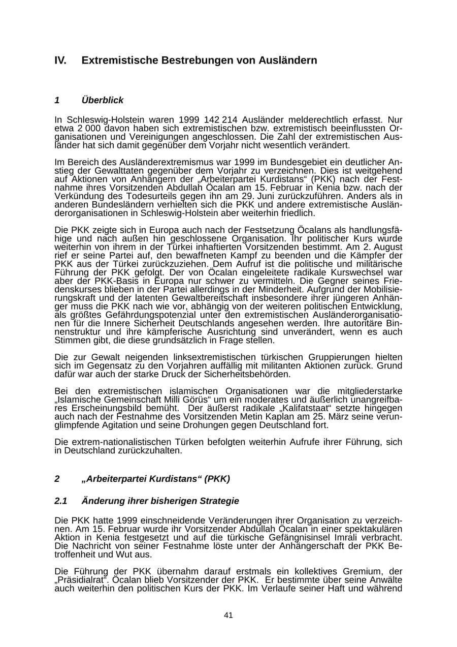Seite 41 des Verfassungsschutzbericht 1999 Schleswig-Holstein